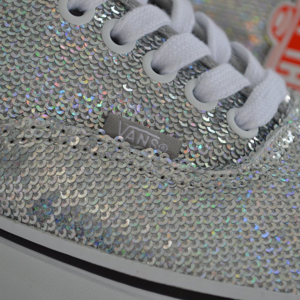 Vans authentic sequined silver sneaker shoes new